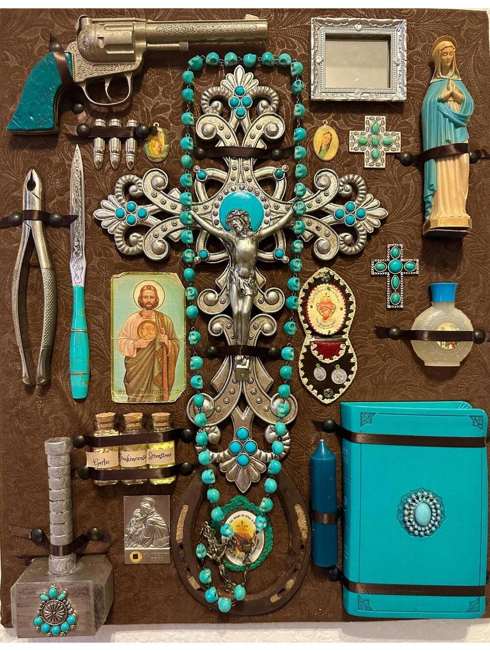 Vampire Slayer Kit Poster, Turquoise 16” x 20”, Print, Western Gothic